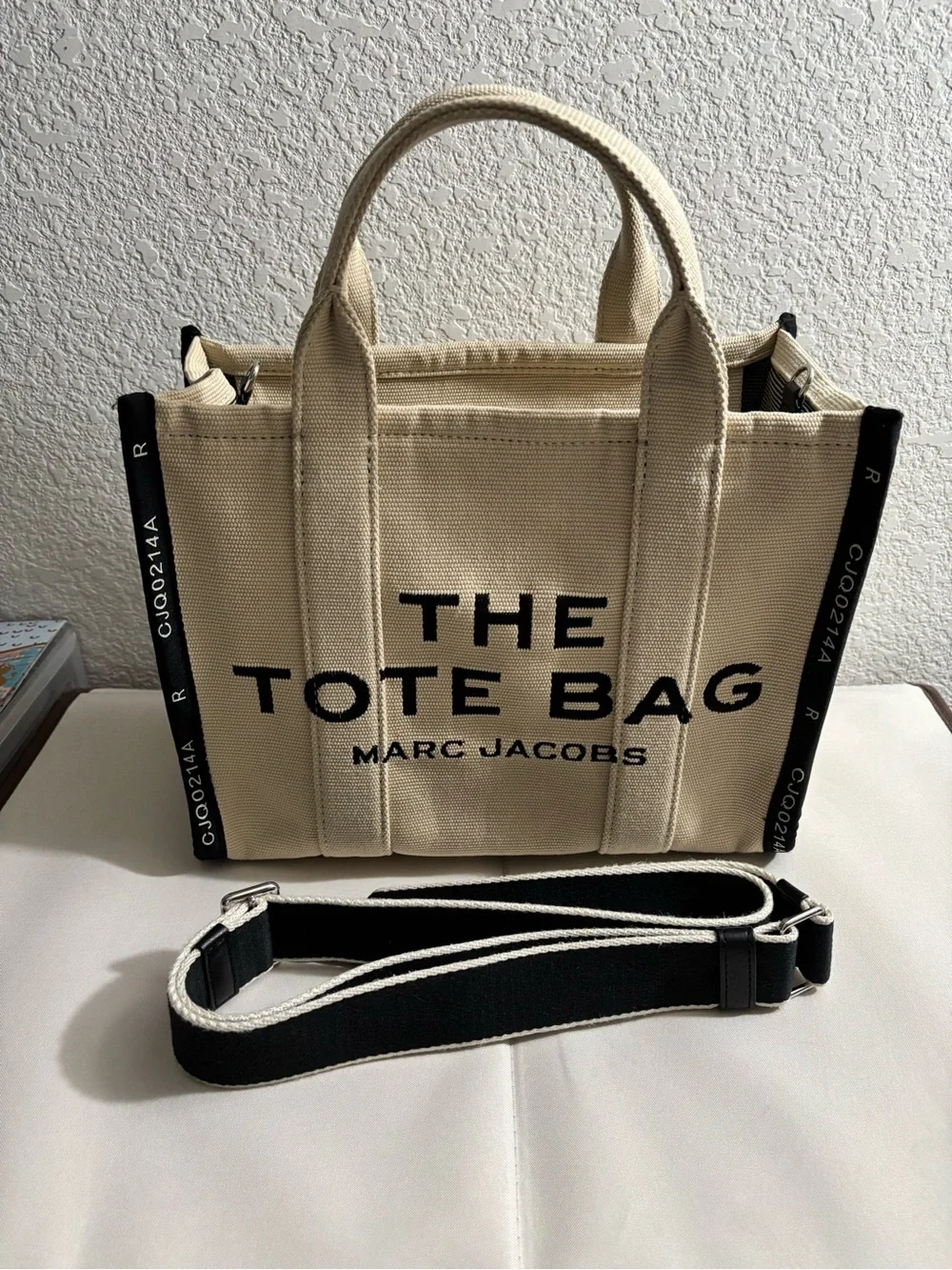 Marc Jacobs Cream Canvas 'The Tote Bag' with Black Logo